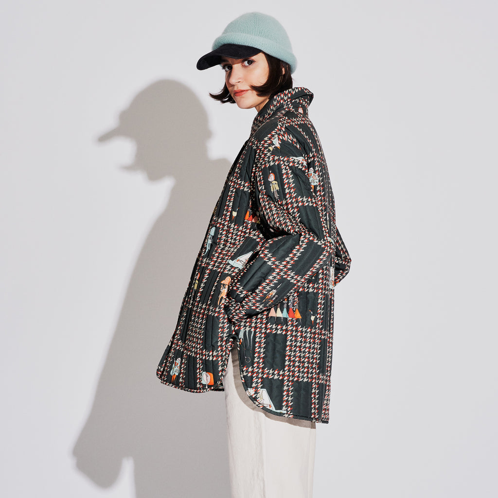 HOUNDSTOOTH - QUILTED BOXY JACKET